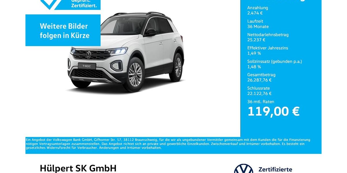 VW T-Roc 6.849 km 26.288 &euro; Bergkamen 59192
